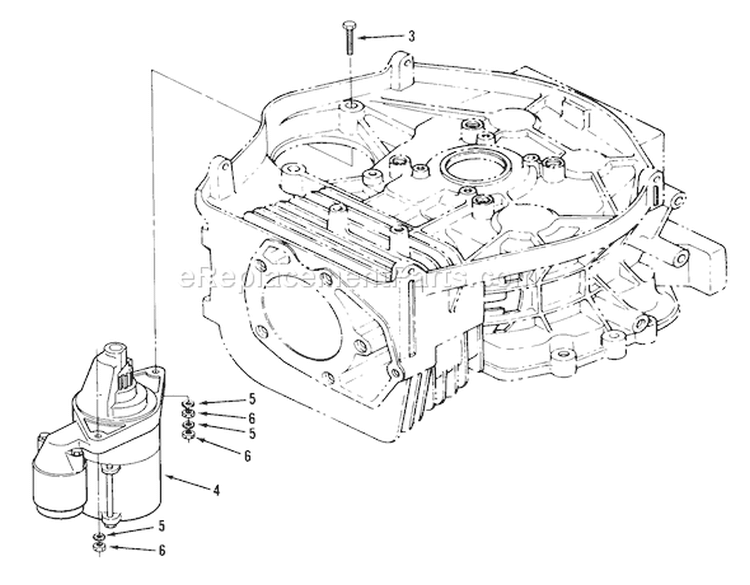 14hp Engine Starter Assembly Diagram and Parts List for 22-14OE01 1000001-1999999 - 1991 Toro Lawn Tractor