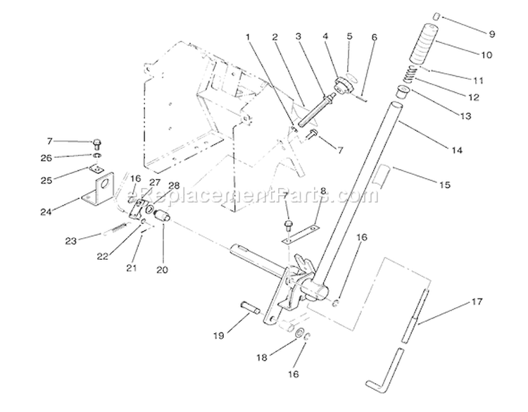 Lift Bar Linkage Assembly Diagram and Parts List for 22-14OE01 1000001-1999999 - 1991 Toro Lawn Tractor