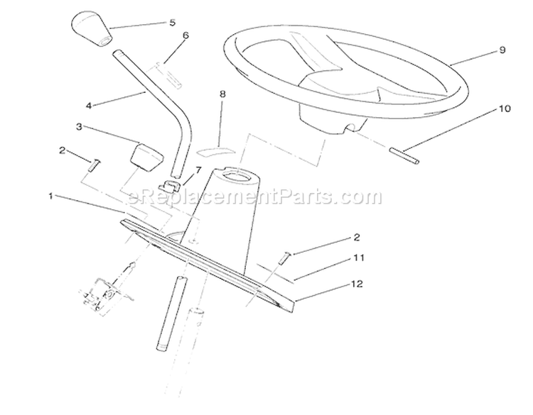 Steering Wheel And Console Assembly Diagram and Parts List for 22-14OE01 1000001-1999999 - 1991 Toro Lawn Tractor