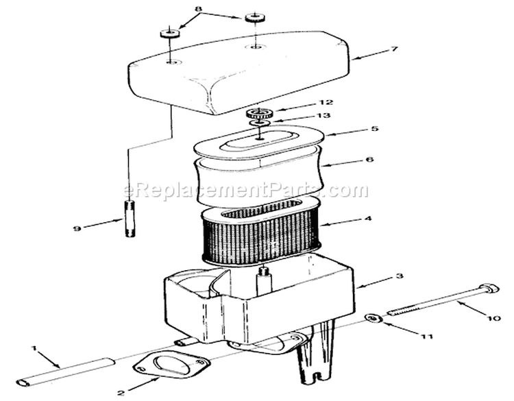 14hp Engine Air Cleaner Assembly Diagram and Parts List for 22-14OE02 2000001-2999999 - 1992 Toro Lawn Tractor