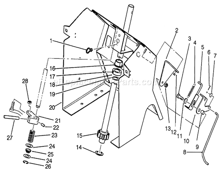 Steering Shaft And Indicator Assembly Diagram and Parts List for 22-14OE02 2000001-2999999 - 1992 Toro Lawn Tractor