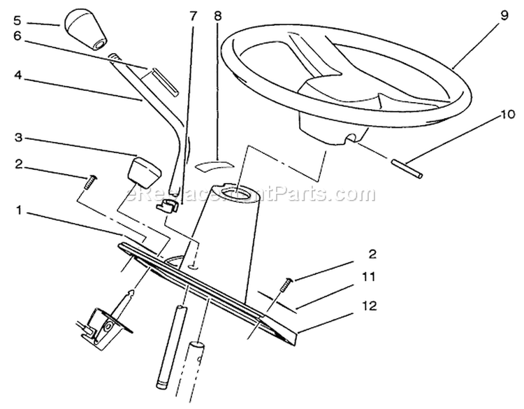 Steering Wheel And Console Assembly Diagram and Parts List for 22-14OE02 2000001-2999999 - 1992 Toro Lawn Tractor