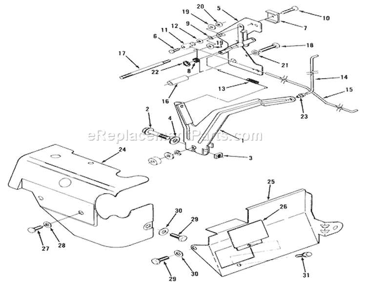 14hp Engine Governor Linkage & Cover Assembly Diagram and Parts List for 22-14OE02 2000001-2999999 - 1992 Toro Lawn Tractor