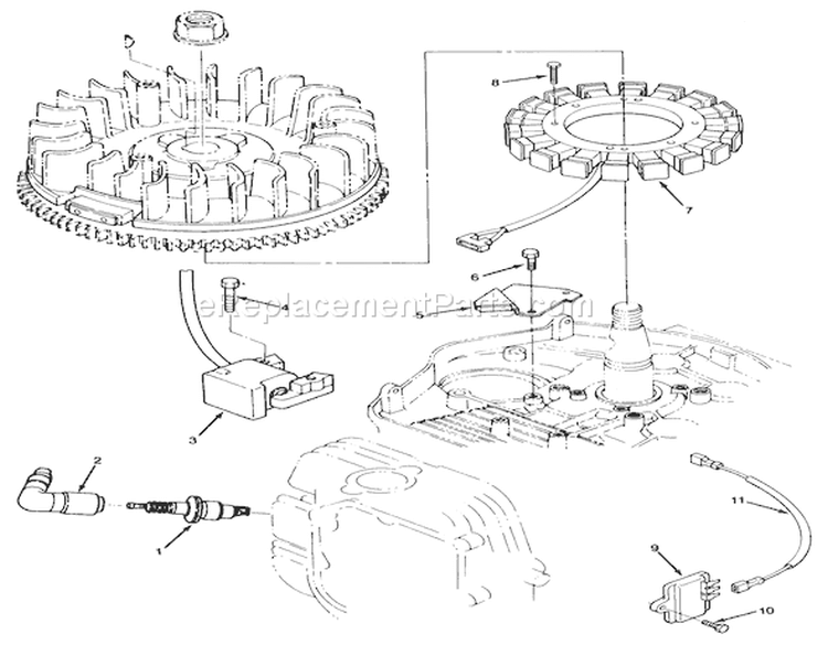 14hp Engine Ignition Assembly Diagram and Parts List for 22-14OE02 2000001-2999999 - 1992 Toro Lawn Tractor