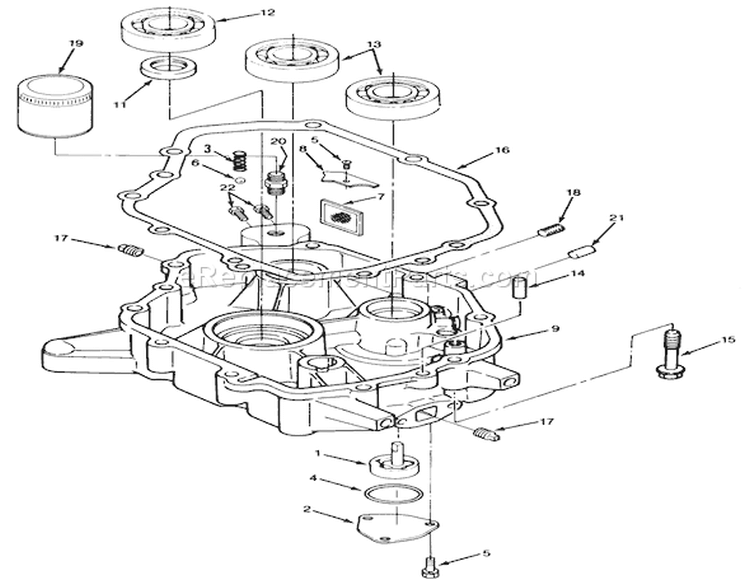 14hp Engine Oil Base & Pump Assembly Diagram and Parts List for 22-14OE02 2000001-2999999 - 1992 Toro Lawn Tractor