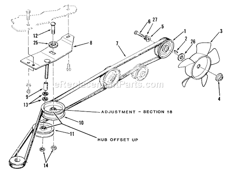 Drive Belt And Pulleys-Automatic Model Diagram and Parts List for 22-17KE02 1989 Toro Lawn Tractor