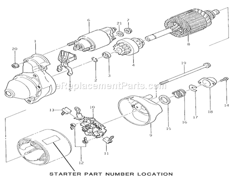 Electric Starter Diagram and Parts List for 22-17KE02 1989 Toro Lawn Tractor