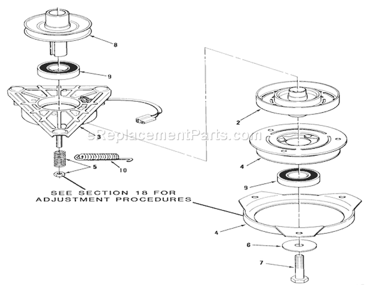 Pto Clutch Diagram and Parts List for 22-17KE02 1989 Toro Lawn Tractor