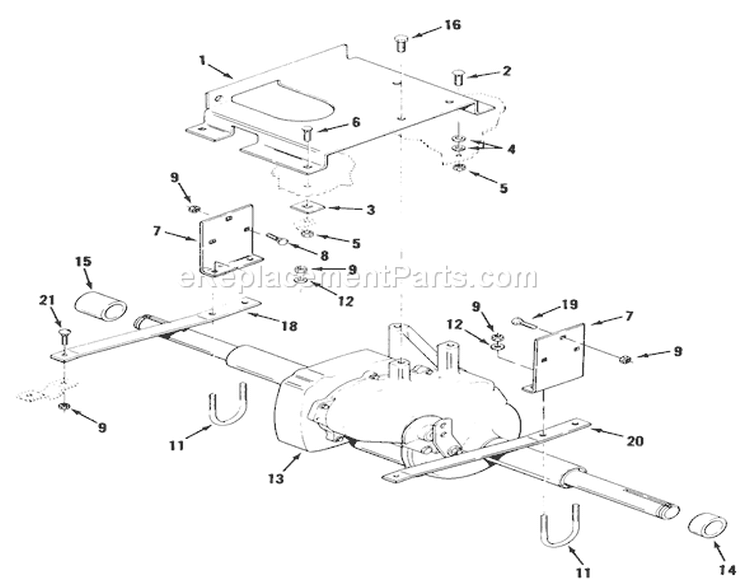 Transaxle Diagram and Parts List for 22-17KE02 1989 Toro Lawn Tractor