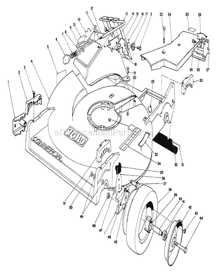 Page I Diagram and Parts List for 22036 2000001-2999999 - 1992 Toro Lawn Mower
