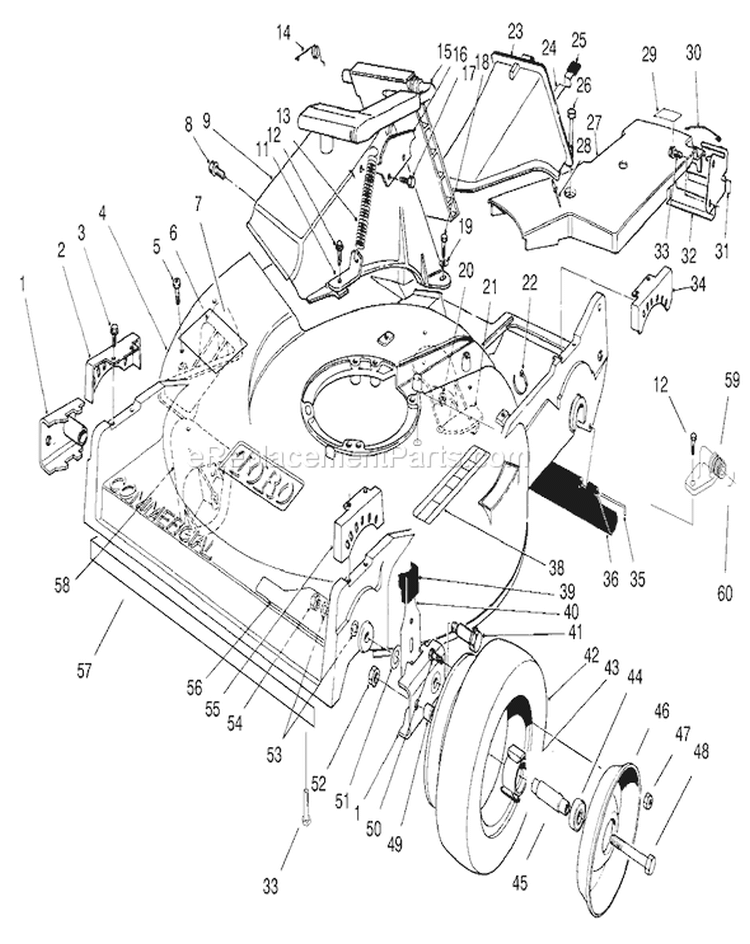 Page J Diagram and Parts List for 22038 7900001-7999999 - 1997 Toro Lawn Mower