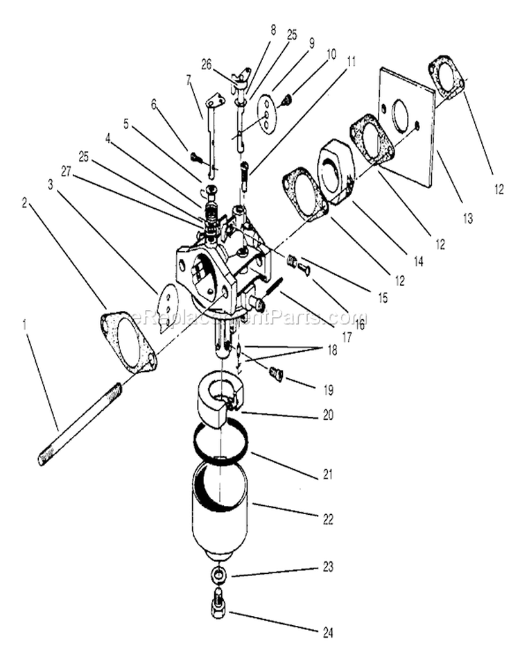 Page B Diagram and Parts List for 22038 7900001-7999999 - 1997 Toro Lawn Mower