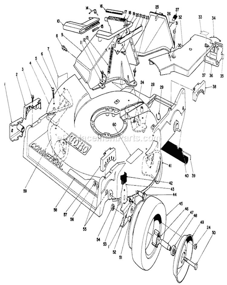 Page J Diagram and Parts List for 22040 1000001-1999999 - 1991 Toro Lawn Mower