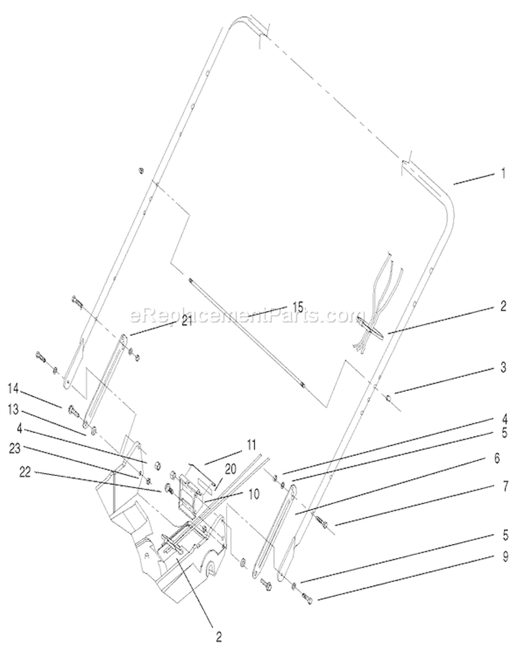 Handle Assembly Diagram and Parts List for 22043 200000001-200999999 - 2000 Toro Lawn Mower