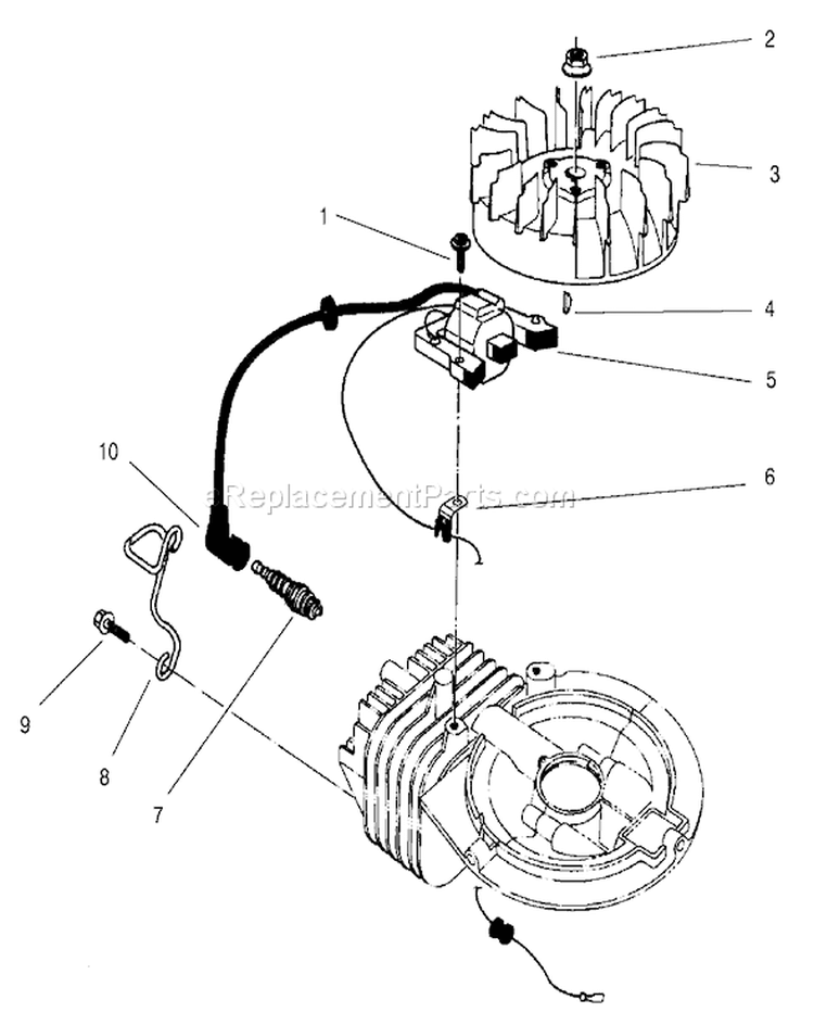 Ignition Assembly Diagram and Parts List for 22043 200000001-200999999 - 2000 Toro Lawn Mower