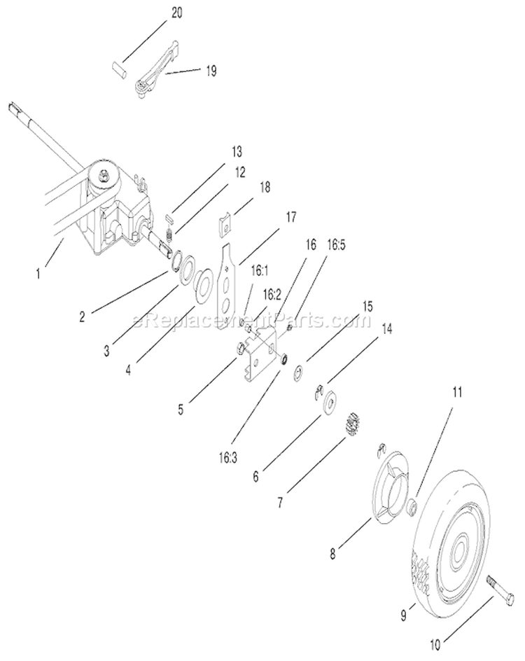 Rear Axle Assembly Diagram and Parts List for 22043 200000001-200999999 - 2000 Toro Lawn Mower