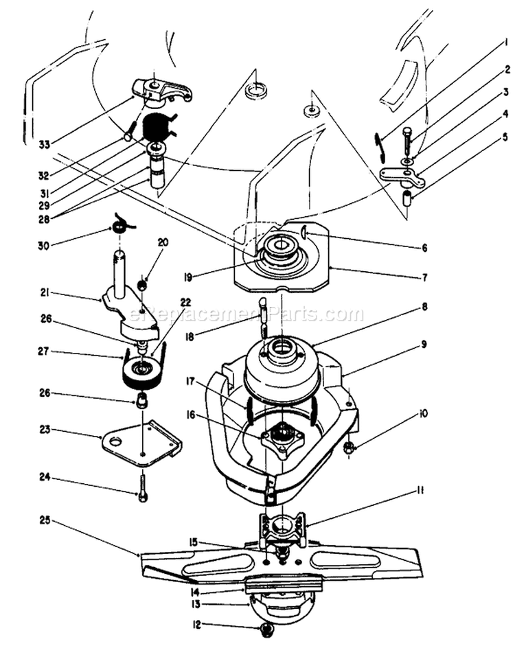Blade Brake Clutch Assembly Diagram and Parts List for 22043 2000001-2999999 - 1992 Toro Lawn Mower
