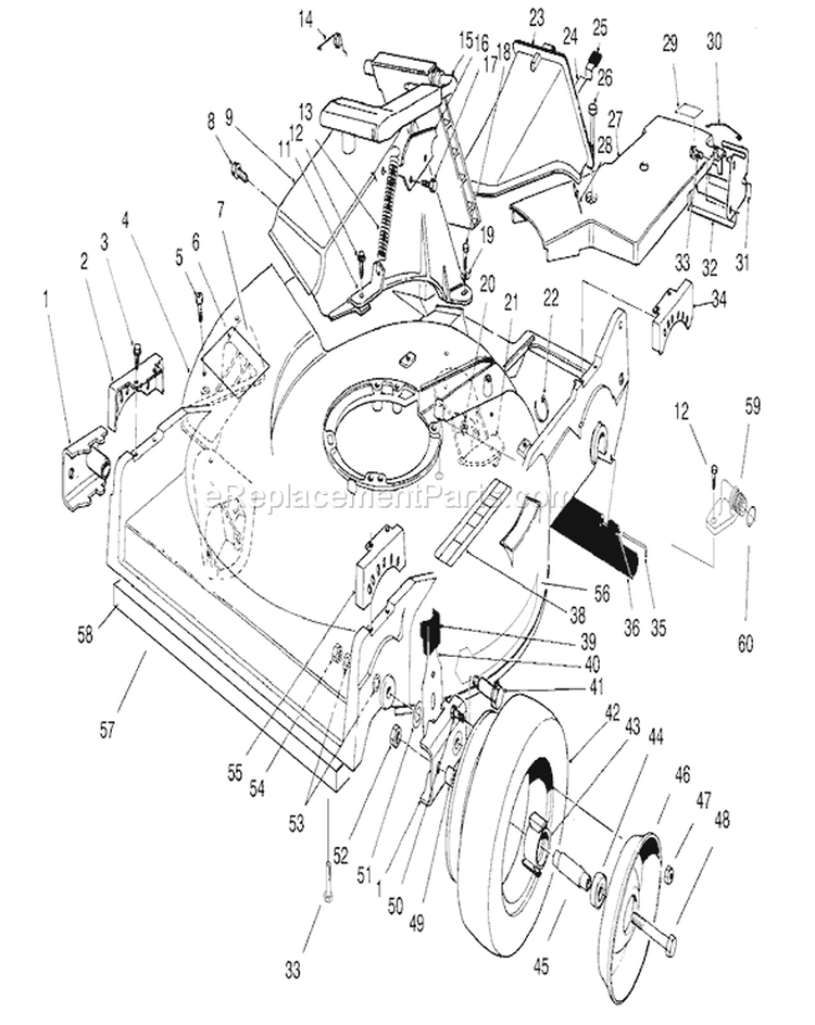 Housing Assembly Diagram and Parts List for 22043 2000001-2999999 - 1992 Toro Lawn Mower