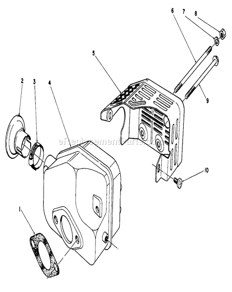 Muffler Assembly Diagram and Parts List for 22043 2000001-2999999 - 1992 Toro Lawn Mower