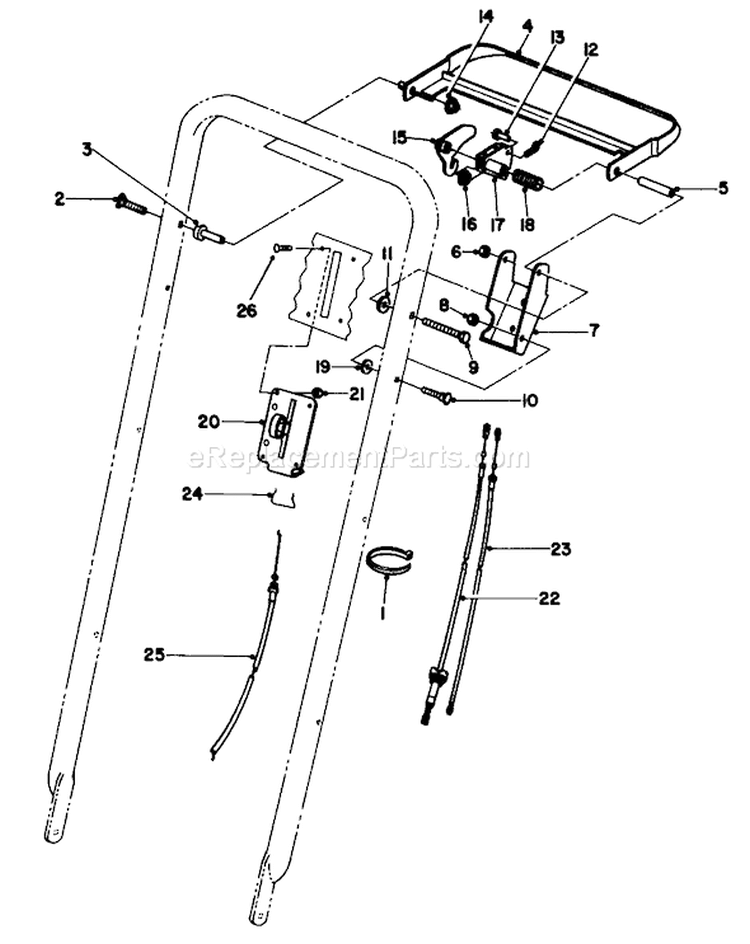 Traction Control Assembly Diagram and Parts List for 22043 2000001-2999999 - 1992 Toro Lawn Mower