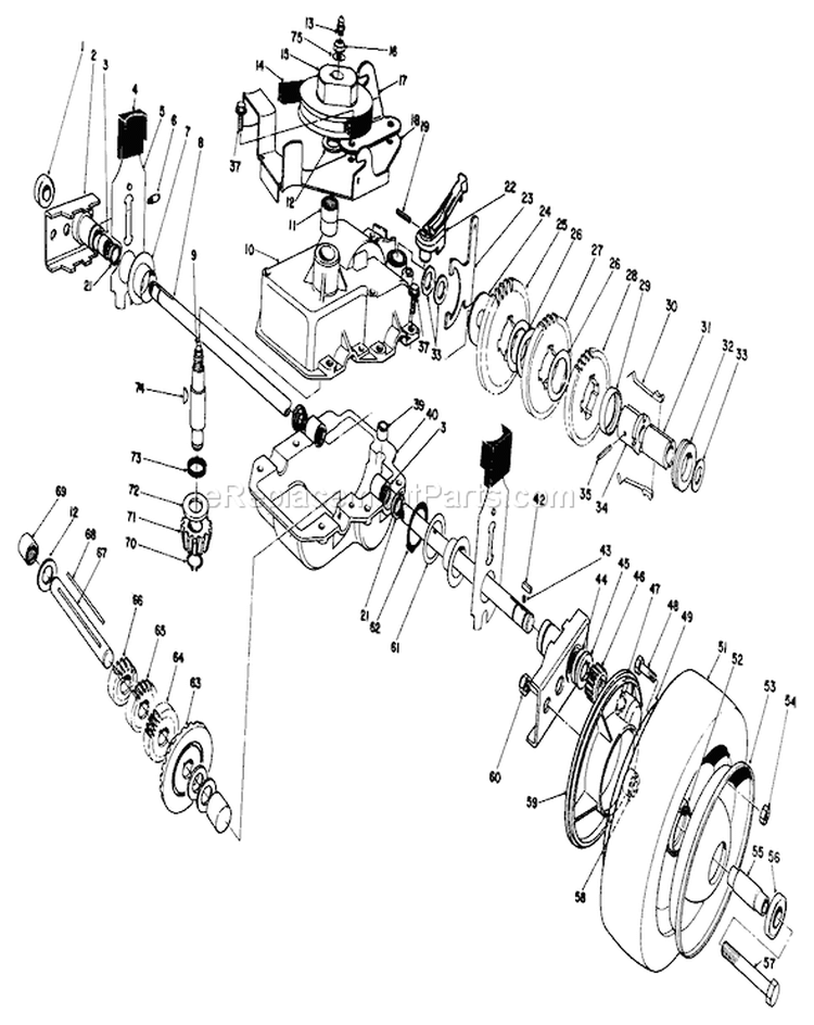 Gear Case Assembly Diagram and Parts List for 22043 2000001-2999999 - 1992 Toro Lawn Mower
