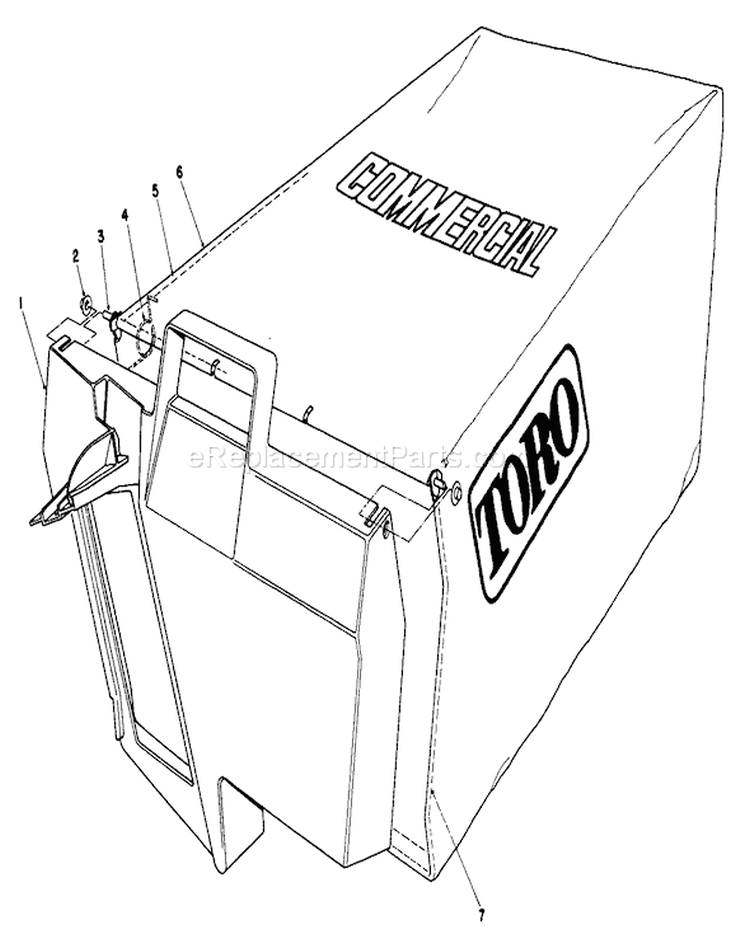 Grass Bag Assembly Diagram and Parts List for 22043 2000001-2999999 - 1992 Toro Lawn Mower