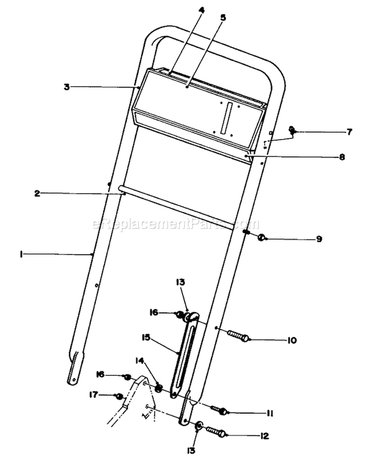 Handle Assembly Diagram and Parts List for 22043 2000001-2999999 - 1992 Toro Lawn Mower