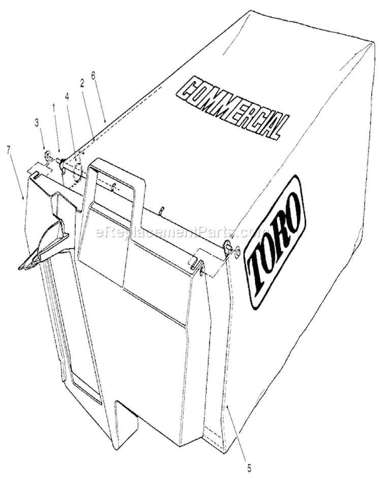 Grass Bag Assembly Diagram and Parts List for 22043 230000001-230999999 - 2003 Toro Lawn Mower