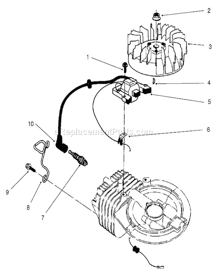 Ignition Assembly Diagram and Parts List for 22043 230000001-230999999 - 2003 Toro Lawn Mower