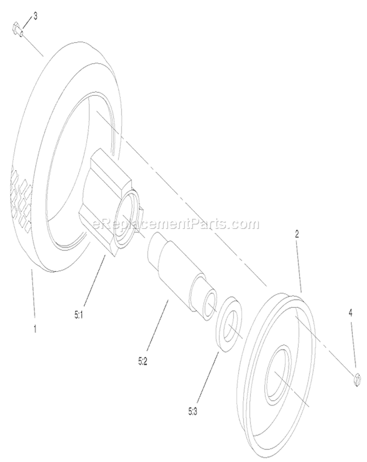 Front Wheel And Tire Assembly Diagram and Parts List for 22043 230000001-230999999 - 2003 Toro Lawn Mower