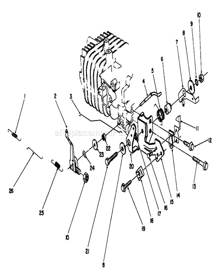 Governor Assembly Diagram and Parts List for 22043 3900001-3900964 - 1993 Toro Lawn Mower