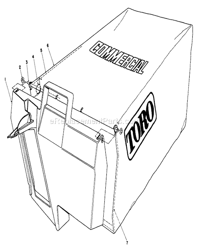 Grass Bag Assembly Diagram and Parts List for 22043 3900001-3900964 - 1993 Toro Lawn Mower