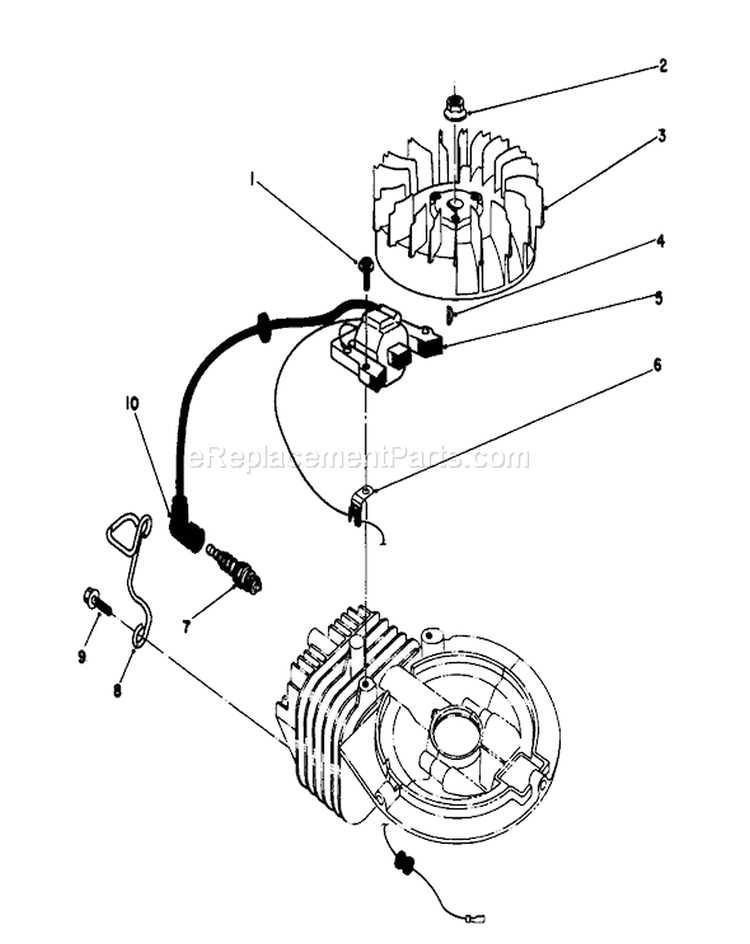 Ignition Assembly Diagram and Parts List for 22043 3900965-3999999 - 1993 Toro Lawn Mower