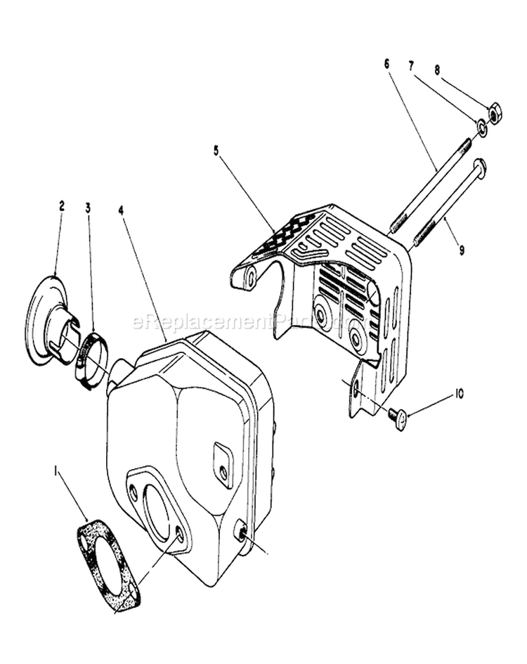 Muffler Assembly Diagram and Parts List for 22043 3900965-3999999 - 1993 Toro Lawn Mower