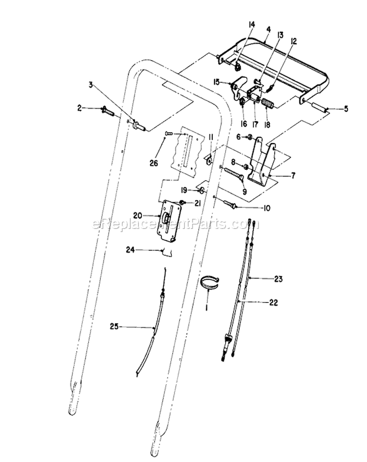 Traction Control Assembly Diagram and Parts List for 22043 3900965-3999999 - 1993 Toro Lawn Mower