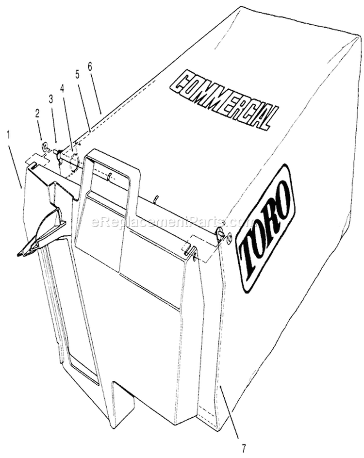 Grass Bag Assembly Diagram and Parts List for 22043 5900001-5999999 - 1995 Toro Lawn Mower