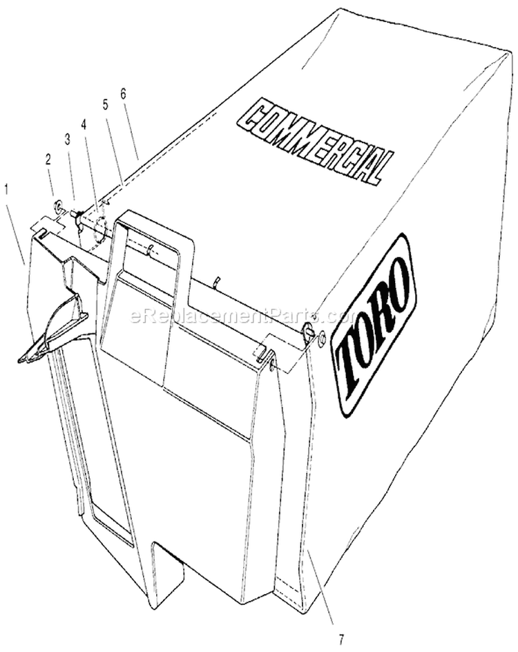Grass Bag Assembly Diagram and Parts List for 22043 7900001-7999999 - 1997 Toro Lawn Mower