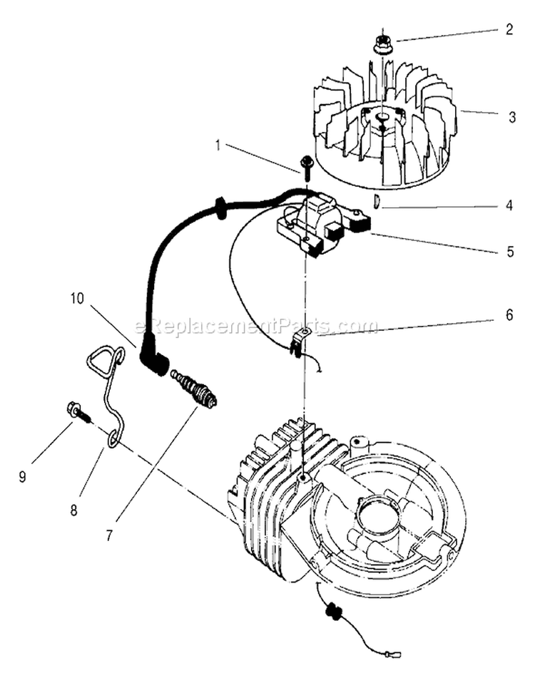 Ignition Assembly Diagram and Parts List for 22043 9900001-9999999 - 1999 Toro Lawn Mower