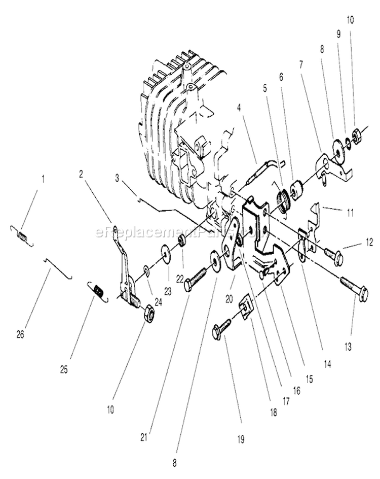 Governor Assembly Diagram and Parts List for 22043 9900001-9999999 - 1999 Toro Lawn Mower