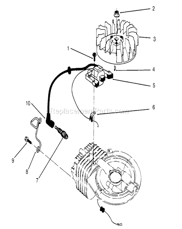Ignition Assembly Diagram and Parts List for 22044BC 5900001-5999999 - 1995 Toro Lawn Mower