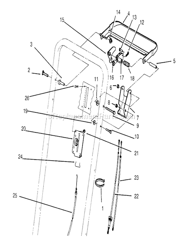 Traction Control Assembly Diagram and Parts List for 22044BC 5900001-5999999 - 1995 Toro Lawn Mower