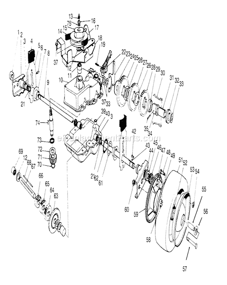 Gear Case Assembly Diagram and Parts List for 22044BC 5900001-5999999 - 1995 Toro Lawn Mower