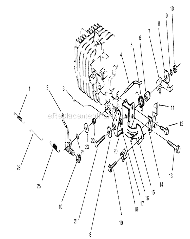 Governor Assembly Diagram and Parts List for 22044BC 5900001-5999999 - 1995 Toro Lawn Mower