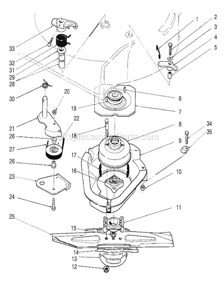 Blade Brake Clutch Assembly Diagram and Parts List for 22045 7900001-7999999 - 1997 Toro Lawn Mower