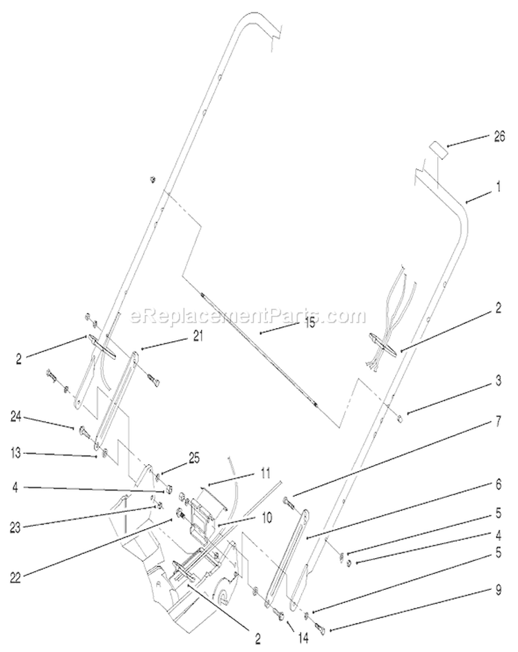 Handle and Handle Latch Assembly Diagram and Parts List for 22045 220000001-220999999 - 2002 Toro Lawn Mower