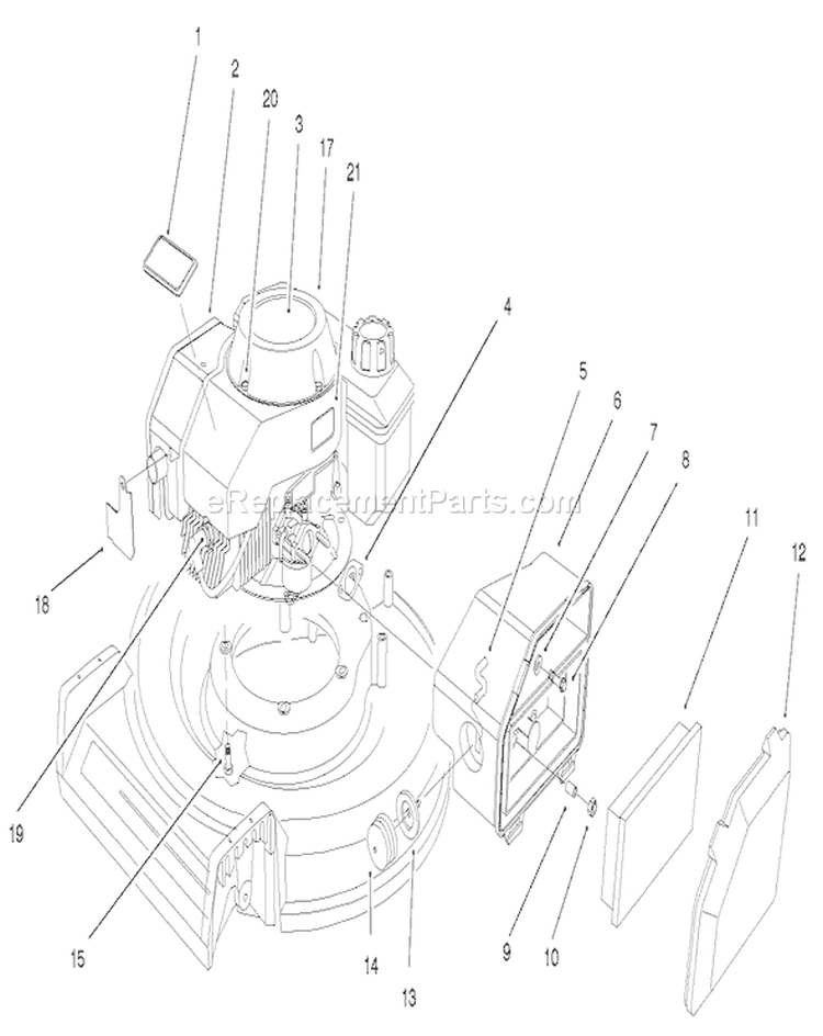 Engine and Air Filter Assembly Diagram and Parts List for 22045 220000001-220999999 - 2002 Toro Lawn Mower