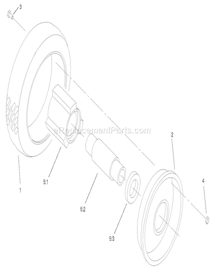 Front Wheel And Tire Assembly Diagram and Parts List for 22045 220000001-220999999 - 2002 Toro Lawn Mower