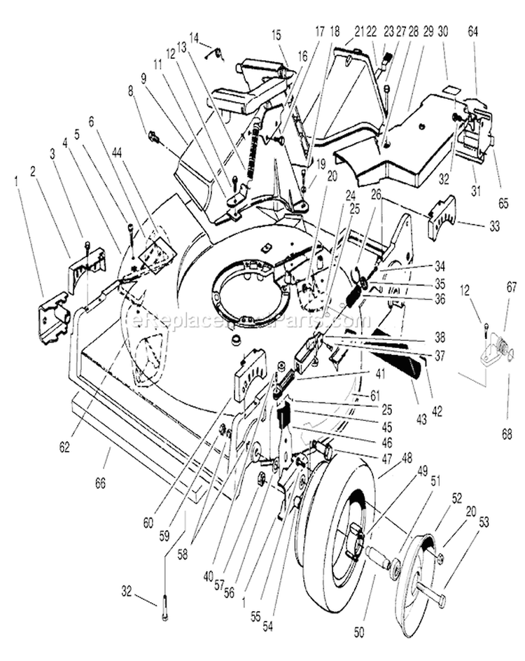 Housing Assembly Diagram and Parts List for 22045 8900001-8999999 - 1998 Toro Lawn Mower