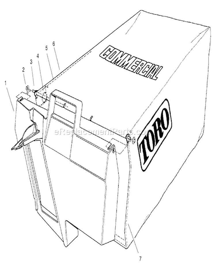 Grass Bag Assembly Diagram and Parts List for 22045 8900001-8999999 - 1998 Toro Lawn Mower