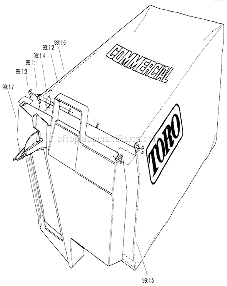 Grass Bag Assembly Diagram and Parts List for 22045 200000001-200999999 - 2000 Toro Lawn Mower